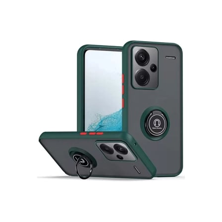 Newface Xiaomi Redmi Note 13 Pro Plus Kılıf Montreal Yüzüklü Silikon Kapak - Yeşil
