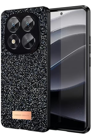 Onegif Xiaomi Redmi Note 14 Pro 5G Bright Simli Kapak - Siyah