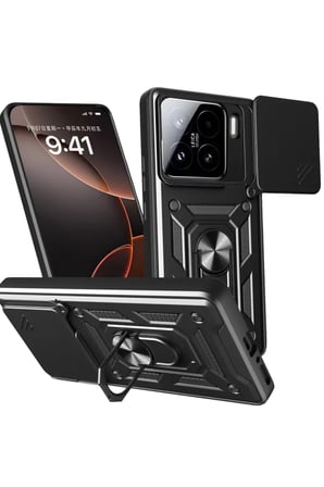 Newface Xiaomi Mi 15 Kılıf Pars Lens Yüzüklü Silikon - Siyah