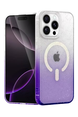 Newface Apple iPhone 15 Pro Max Pummel Shiny Magsafe Kapak - Mor