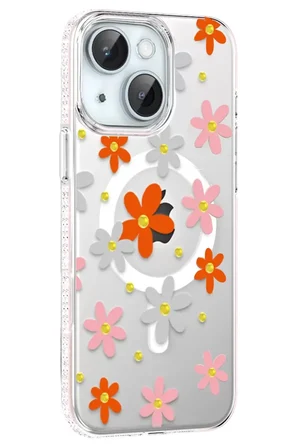 Joko Apple iPhone 14 Floral Magsafe Kapak - Turuncu
