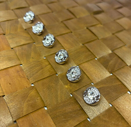 TAŞLI DÜĞME 20 BOY (13MM) GÜMÜŞ - 10 ADET