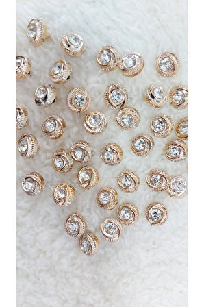 Metalize Taşlı Düğme 12mm 10 Adet. . (1410)