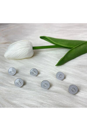 Gümüş Detaylı Beyaz Parlak Düğme (18boy) 11mm-10 Adet