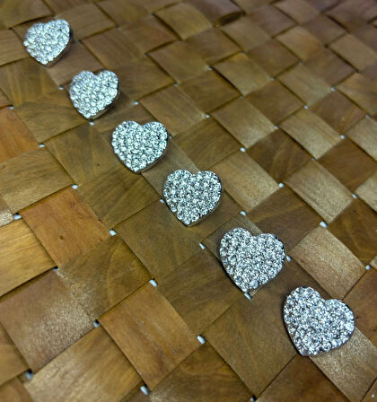 KALP TAŞLI DÜĞME 34 BOY (21,5MM) GÜMÜŞ - 5 ADET (K1262)