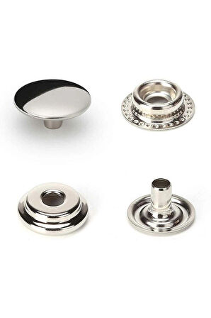 15mm (61 TİP) Paslanmaz Büyük Çıtçıt (KALIPSIZDIR) [nikel/gümüş Renk] 100 Adet