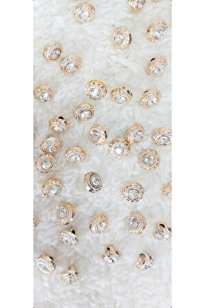 Metalize Taşlı Düğme 12mm 20 Adet (1409)