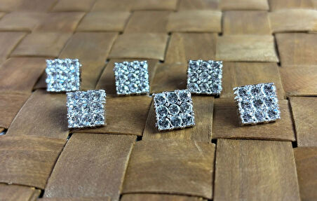 KARE TAŞLI DÜĞME 24 BOY (15,2MM) GÜMÜŞ - 10 ADET (674)