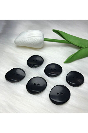 Siyah Oval Düğme 20mm-6 Adet
