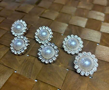 TAŞLI DÜĞME 34 BOY (20,5MM) GOLD - 5 ADET ÇİÇEKLİ (1204)