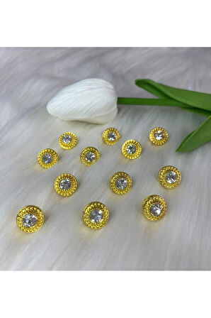 Gold Taşlı Düğme (18boy)11mm-10 adet