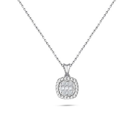 Modern Tasarım 0.12 Ct Baget Kare Tektaş Kolye