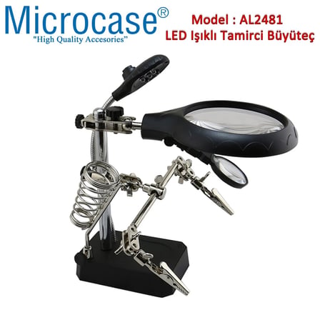 Microcase Led Işıklı Masaüstü Tamirci Büyüteç Seti - AL2481
