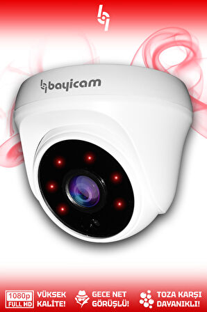 BAYICAM 1 Dome Kamera Dome İç Mekan Full HD Gece Görüşlü Irled Kameralı AHD Güvenlik Kamerası