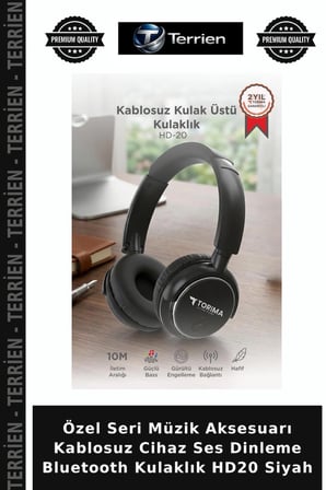 Özel Seri Müzik Aksesuarı Kablosuz Cihaz Ses Dinleme Bluetooth Kulaklık HD20 Siyah