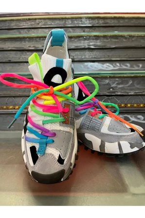 24Y303-1 Kadın Renkli Premium Sneaker Spor Ayakkabı BEYAZ