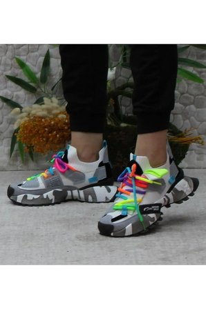24Y303-1 Kadın Renkli Premium Sneaker Spor Ayakkabı BEYAZ
