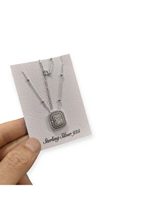 Modahilye 925 Ayar Gümüş Baget Taşlı Özel Tasarım Kolye