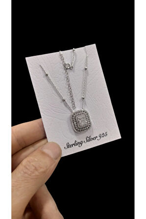 Modahilye 925 Ayar Gümüş Baget Taşlı Özel Tasarım Kolye