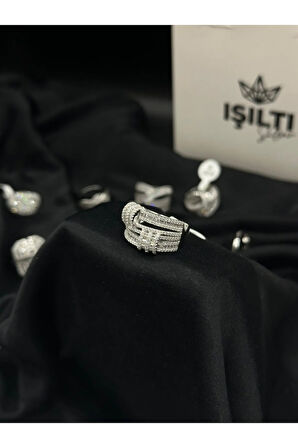 925 Gümüş | Baget Taşlı Ray Model Pırlanta Tasarım Yüzük