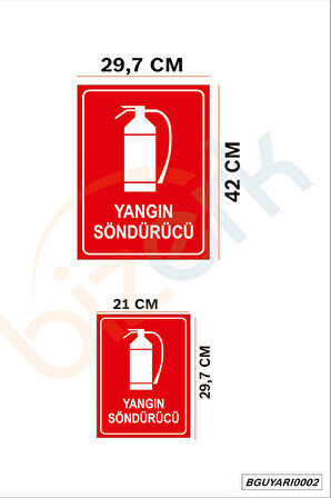 Bizerk Görsel Yangın Söndürücü Uyarı İkaz Levhası 3mm Dekota UV Baskı İSG İş Güvenliği Levhası