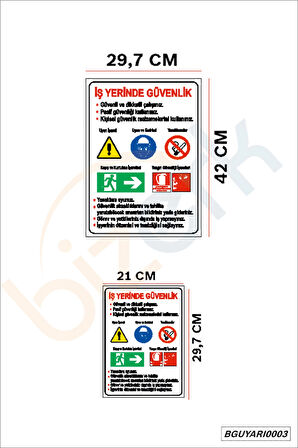 Bizerk Görsel İş Yerinde Güvenlik İSG İkaz Uyarı Levhası 3mm Dekota UV Baskı İş Güvenliği Levhası