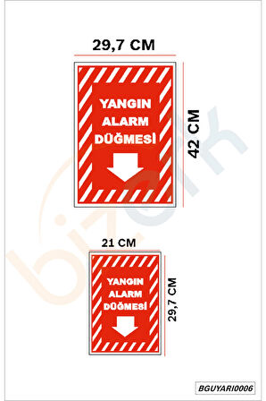 Bizerk Yangın Alarm Düğmesi Uyarı Levhası İSG İkaz Tabelası 3mm Dekota UV Baskı