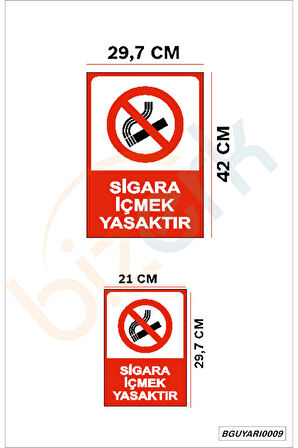 Bizerk Görsel Sigara İçmek Yasaktır İSG Uyarı ve İkaz Levhası 3mm Dekota UV Baskı