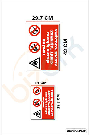 Bizerk Görsel Tehlike Sigara İçilmez Ateşle Yaklaşılmaz İSG Uyarı ve İkaz 3mm Dekota UV Baskı
