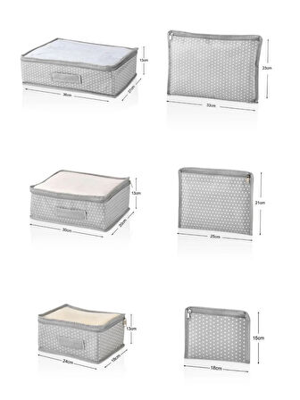 6"lı Valiz ve Bavul Düzenleyici Set- Puantiyeli-Fileli
