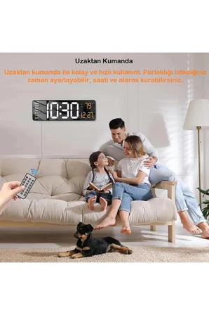 16" LED Duvar Saati Büyük Göstergeli Dijital Saat Alarm Fonksiyonlu