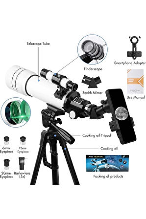 Profesyonel 333x Astronomik Gökyüzü Ay Doğa Teleskobu Tripod Telefon Tutucu Ay+Güneş Filtresi