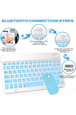 Kablosuz Bluetooth Türkçe Q Klavye ve Mouse Seti Ios/AndroidTablet Telefon Uyumlu Şarjlı