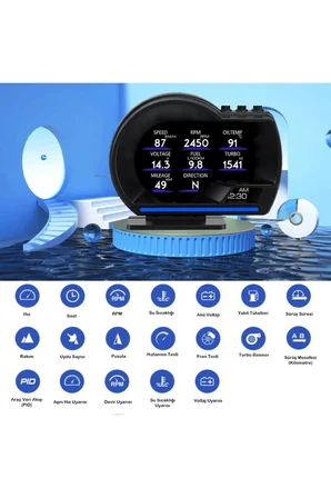 Araç HUD Head Up Display P6 OBD2 + GPS Dijital Gösterge Hız RPM Sıcaklık Alarm Çok Fonksiyon