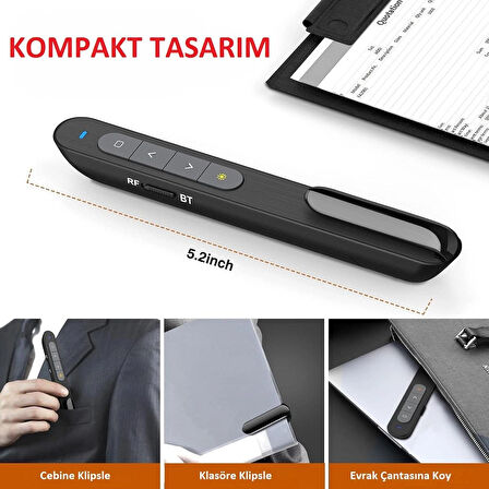 Kablosuz Lazerli Sunum Kumandası Çok Fonksiyonlu Lazer Pointer Ergonomik Gelişmiş Sunum Deneyimi