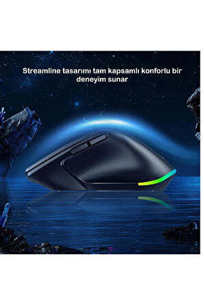Ergonomik Kablosuz Bluetooth Gaming Mouse RGB Işıklı Sessiz Şarjlı Laptop Tablet PC Telefon Uyumlu