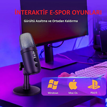 Profesyonel Kalite USB Mikrofon Canlı Yayın Podcast Kayıtlar Canlı Oyun Ses Kaydı ve Video Konferans