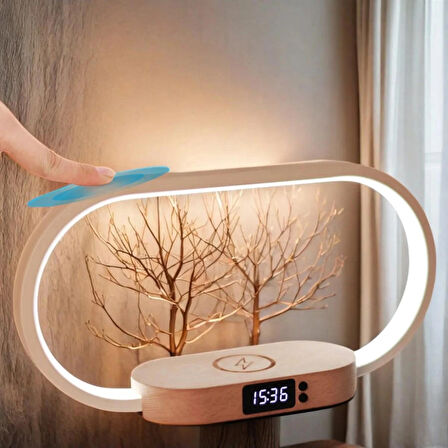 Kablosuz Şarj Cihazı Gece Lambası Masa Lambası LED Masa Lambası Başucu 10W Kablosuz Şarj USB Type-C