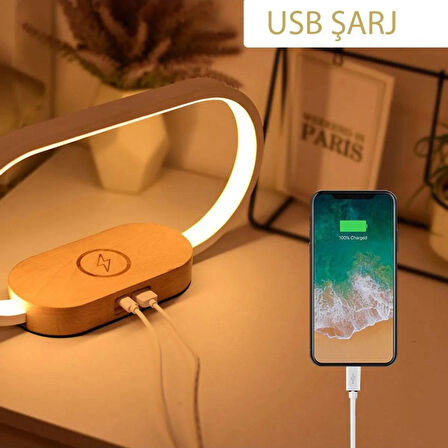 Kablosuz Şarj Cihazı Gece Lambası Masa Lambası LED Masa Lambası Başucu 10W Kablosuz Şarj USB Type-C
