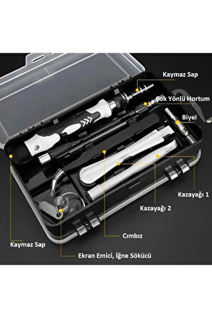Profesyonel 115 Parça Tornavida Tamir Seti, Bilgisayar, Telefon , Tablet ve Saat Tamir Kiti