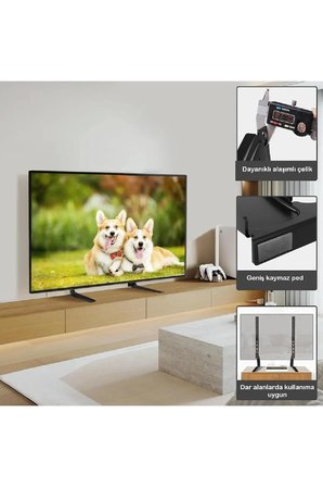 Ayarlanabilir Masaüstü TV Standı 37-75 İnç Universal Metal Televizyon Ayağı Siyah