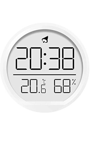Dijital LCD Yuvarlak Duvar Masa Saati Mıknatıslı Buzdolabı Saati, Alarm + Sıcaklık & Nem Göstergeli