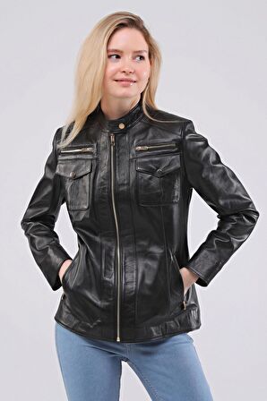 Kadın Hakiki Deri Mont