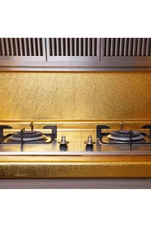 5 Adet Yapışkanlı Gold Mutfak Tezgah Folyosu – Kendinden Yapışkanlı Pvc Kaplama, İsıya Dayanıklı Ve Anti-Bakteriyel, Mutfak Duvar Ve Mobilya Koruyucu, Self-Adhesive