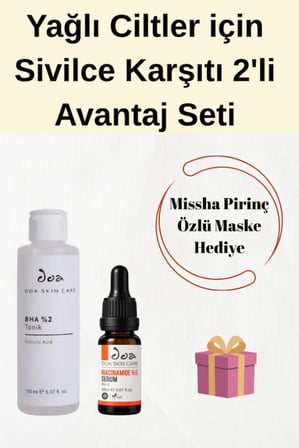 Yağlı ve Karma Ciltler için Sivilce Karşıtı İkili Set- Yüz Maskesi Hediye