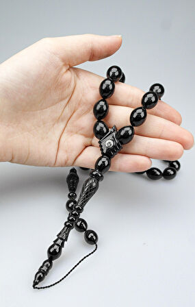 Oltu Taşı Özel Seri  İmame  Baklava Oyma   İşçilikli Tespih