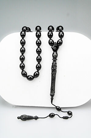 Oltu Taşı  Özel Seri  Hayat Ağacı Oyma İmame İşçilikli Tespih