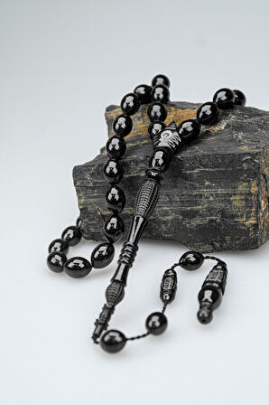 Oltu Taşı Özel Seri İmame Fıçı  Oyma  İşçilikli Tespih