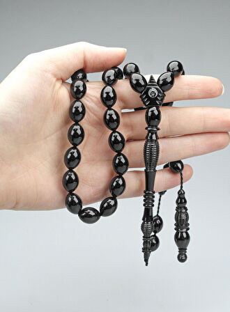 Oltu Taşı Özel Seri İmame Fıçı  Oyma  İşçilikli Tespih