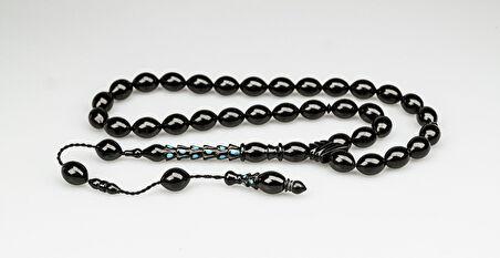 Oltu Taşı Özel Seri  Palmiye Desen İmame Oyma  İşçilikli Tespih